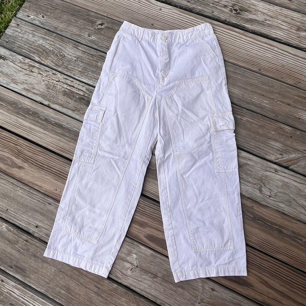 Universal Thread White Cargo Capri Pants Women’s Size 4 Cropped Utility Y2K Cot